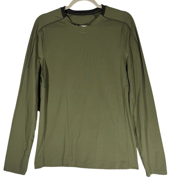 Lululemon Men's Sz M Long Sleeve Surge V-Neck Pullover Shirt Back Zip Pocket - Picture 1 of 8